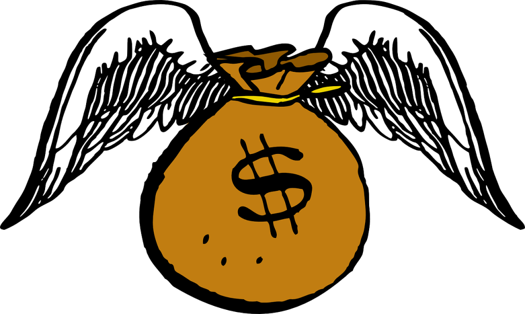 Money Bag With Wings - Money Flying Away Clipart - Png Download (960x574), Png Download