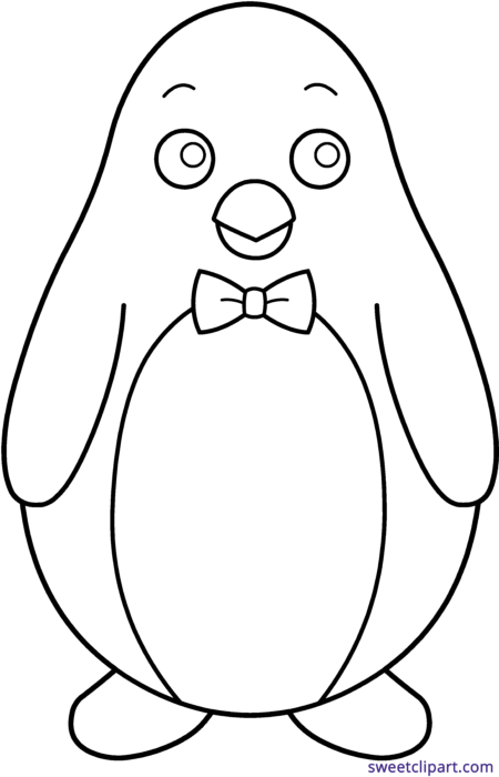 Bow Tie Clipart Penguin - Easy Penguin Coloring Pages - Png Download (450x700), Png Download