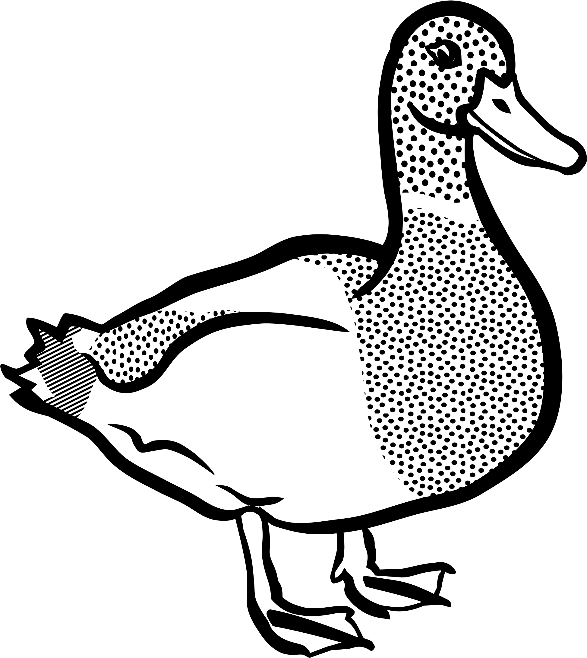 Duck Lineart Big Image - Duck Clipart Black And White Png Transparent Png (2250x2400), Png Download