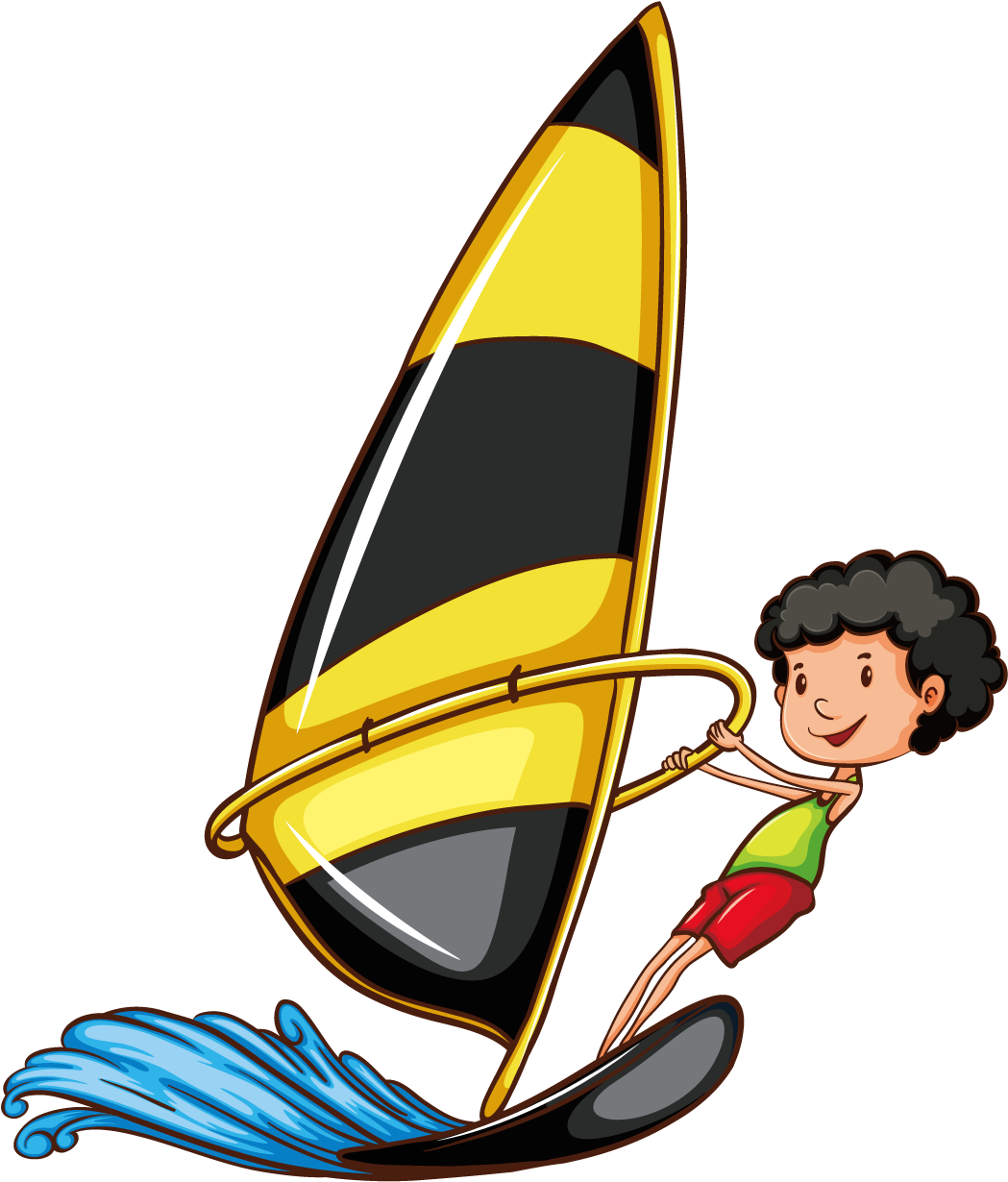 Transparent Windsurfing Clipart - Drawing Colour Sport Cartoon - Png Download (1049x1230), Png Download
