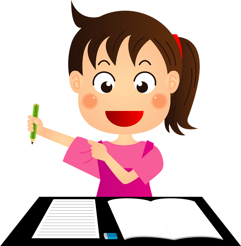 Little Girl Study Clipart - Illustration - Png Download (784x800), Png Download