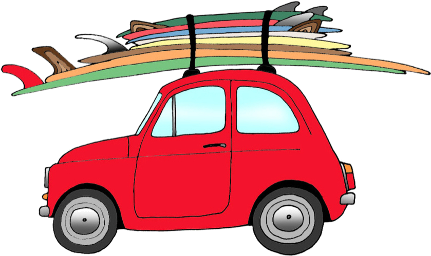 Rentals Rental In Waikiki - Surfboard On Car Clip Art - Png Download (851x510), Png Download