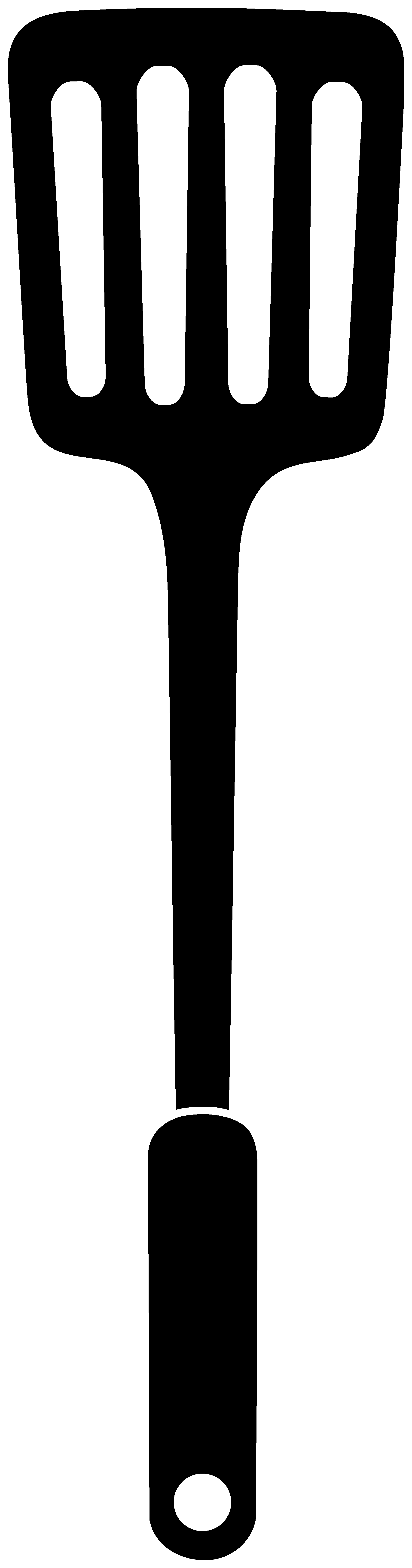 Spoon Clipart Cooking Utensil - Spatula Clipart Black And White - Png Download (1783x6777), Png Download