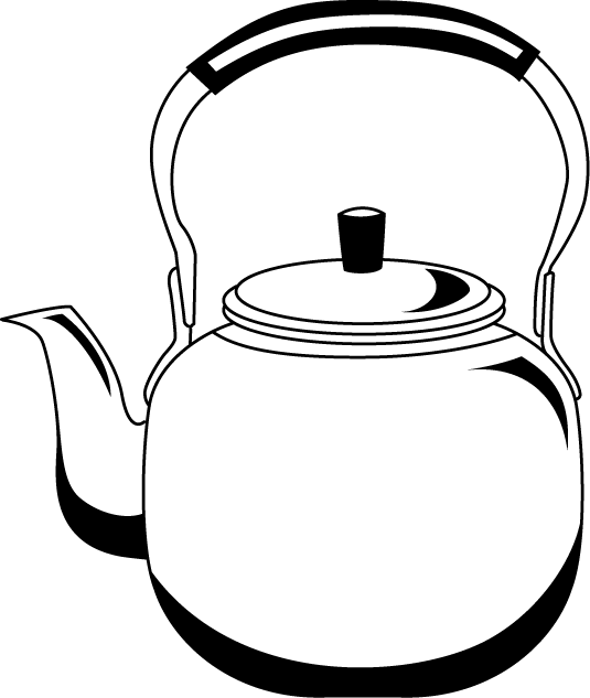 Kettle Clipart - Clip Art Black And White Kettle - Png Download (535x633), Png Download