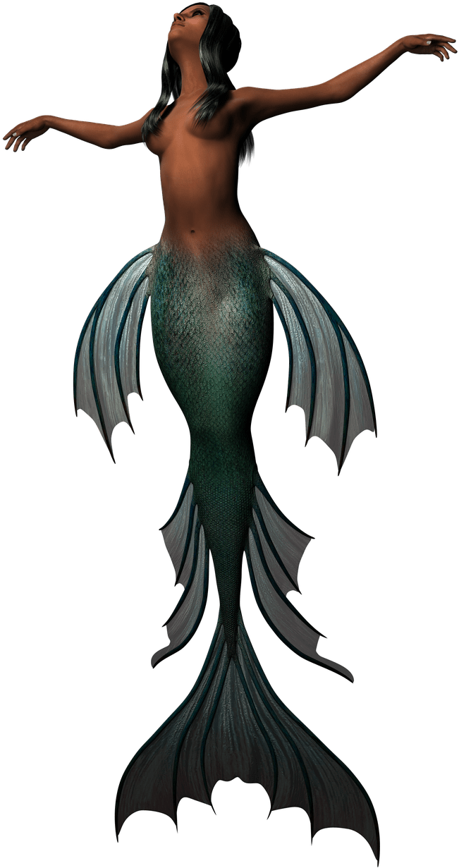 Mermaid Dark Green Tail Clip Arts - Transparent Mermaid Siren Silhou - Png Download (984x1280), Png Download