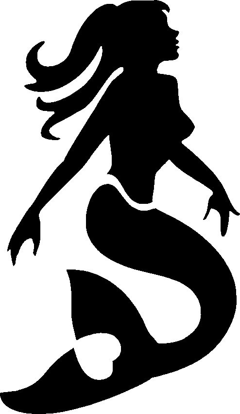 Ariel Stencil Mermaid Art Airbrush - Printable Mermaid Pumpkin Stencil Clipart (494x851), Png Download