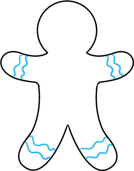 How To Draw Gingerbread Man - Gingerbread Man Drawing Easy Clipart (680x678), Png Download