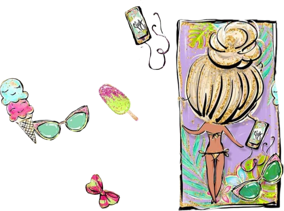 #watercolor #poolparty #beachtowel #phone #earphones - Illustration Clipart (963x716), Png Download