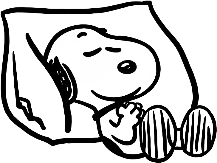 Transparent Snoopy Sleeping Png - Nap Clipart Black And White (728x547), Png Download