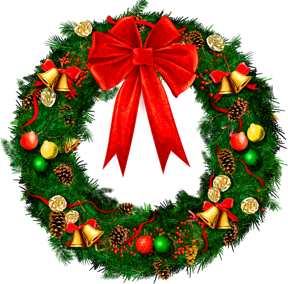 Pictures Of Xmas Wreaths - Christmas Wreath Transparent Clipart (945x934), Png Download