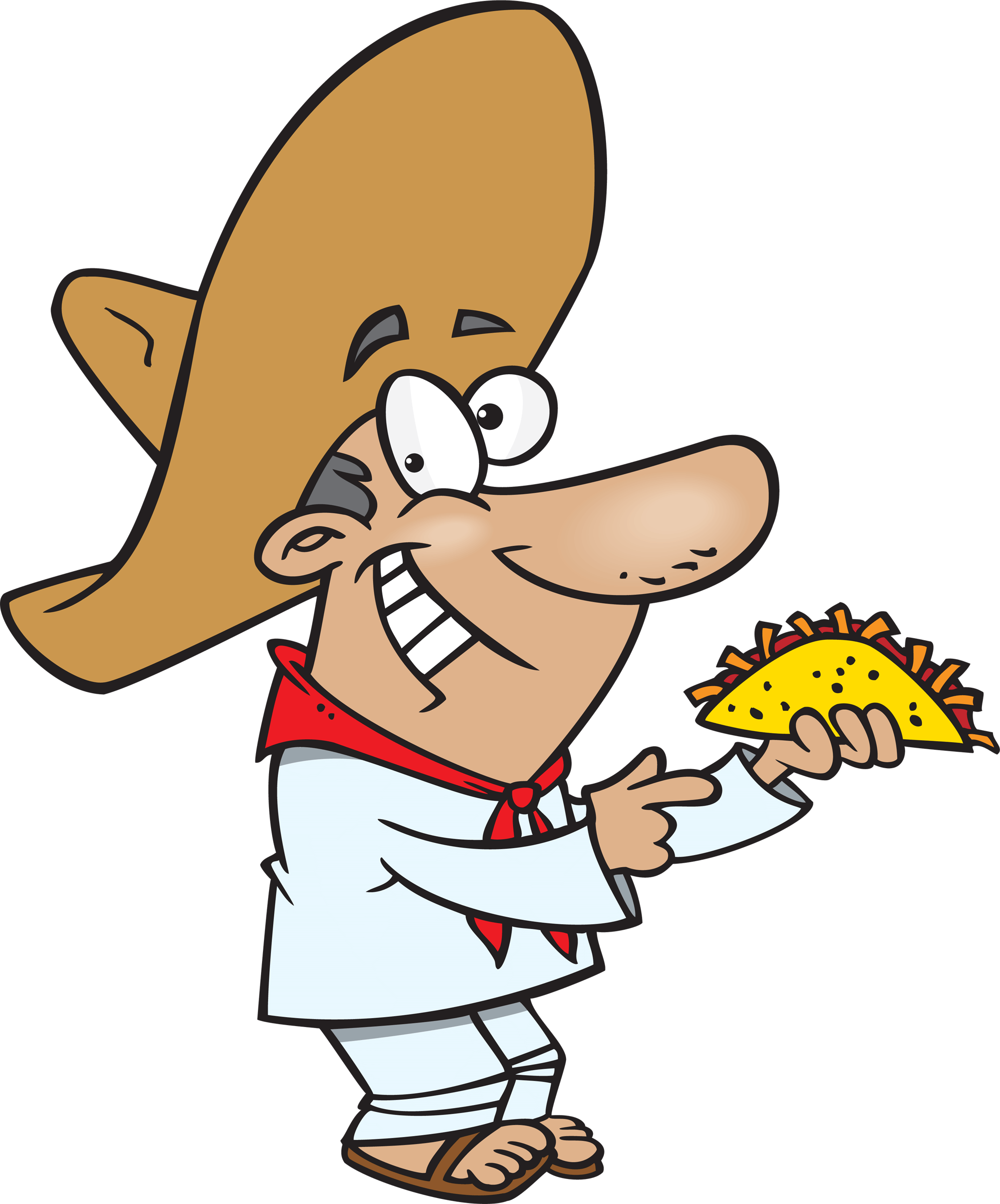Happy Clipart Taco - Eating Tacos Clipart - Png Download (2000x2409), Png Download