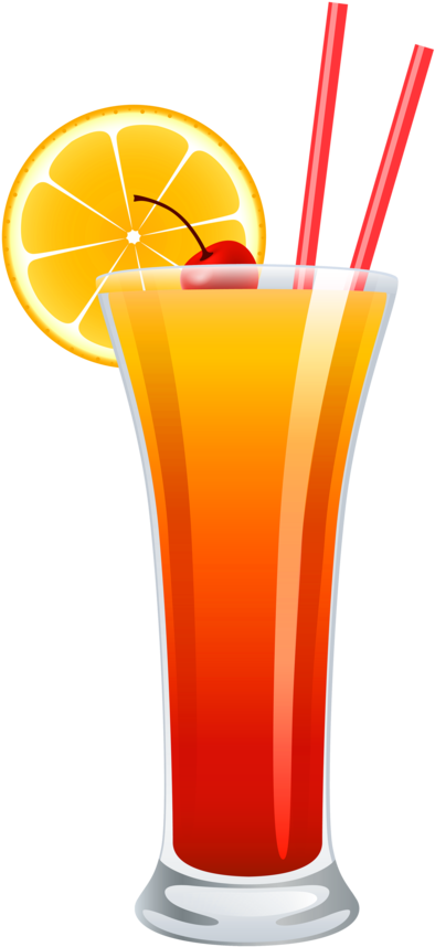 Cocktail Tequila Sunrise Png Clipart - Png Cocktail Clipart Transparent Png (419x875), Png Download