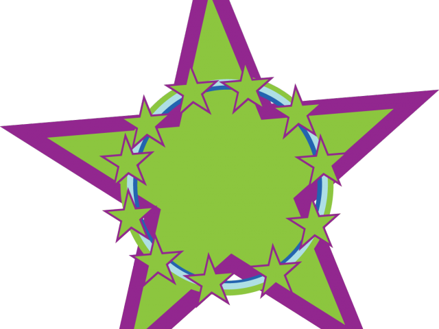 Shooting Star Clipart Rainbow - Purple And Green Stars - Png Download (640x480), Png Download