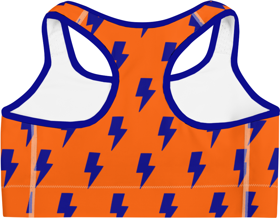 Orange & Blue Lightning Bolts Sports Bra - Checkered Sports Bra Clipart (1000x1000), Png Download