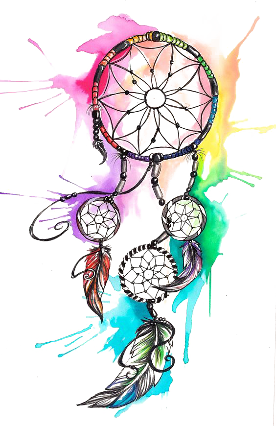 Download Watercolor Tattoo Dreamcatcher Free Photo - Transparent Background Dream Catcher Clipart - Png Download (564x870), Png Download