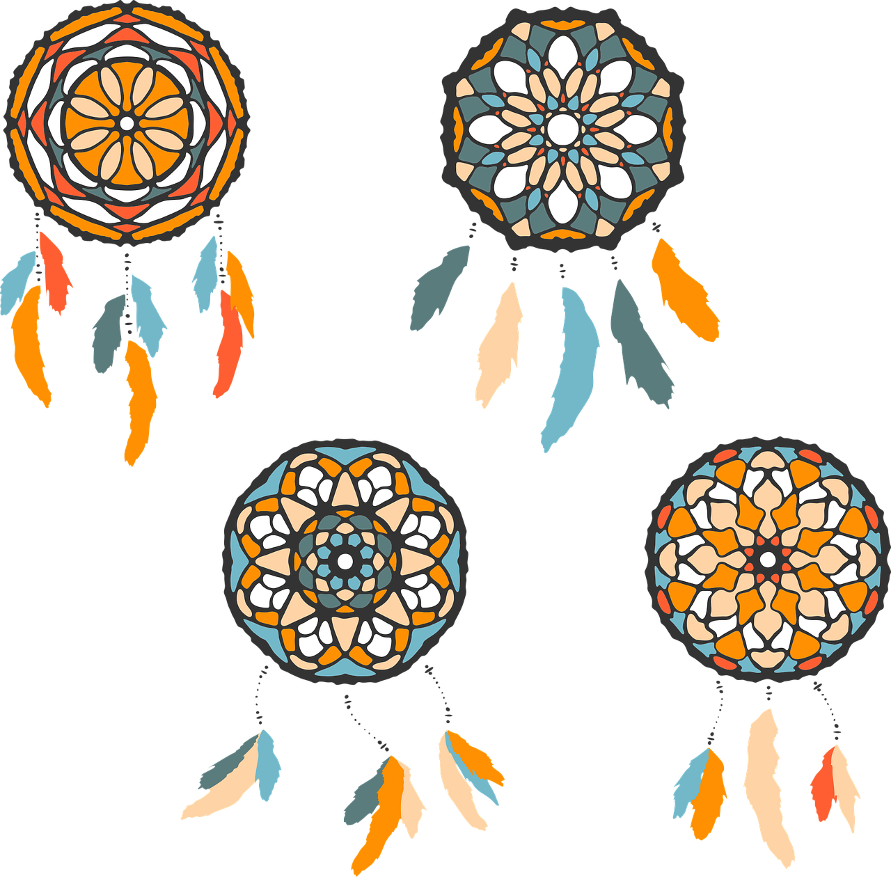Vector Dream Catcher Motif Clipart (1280x1260), Png Download