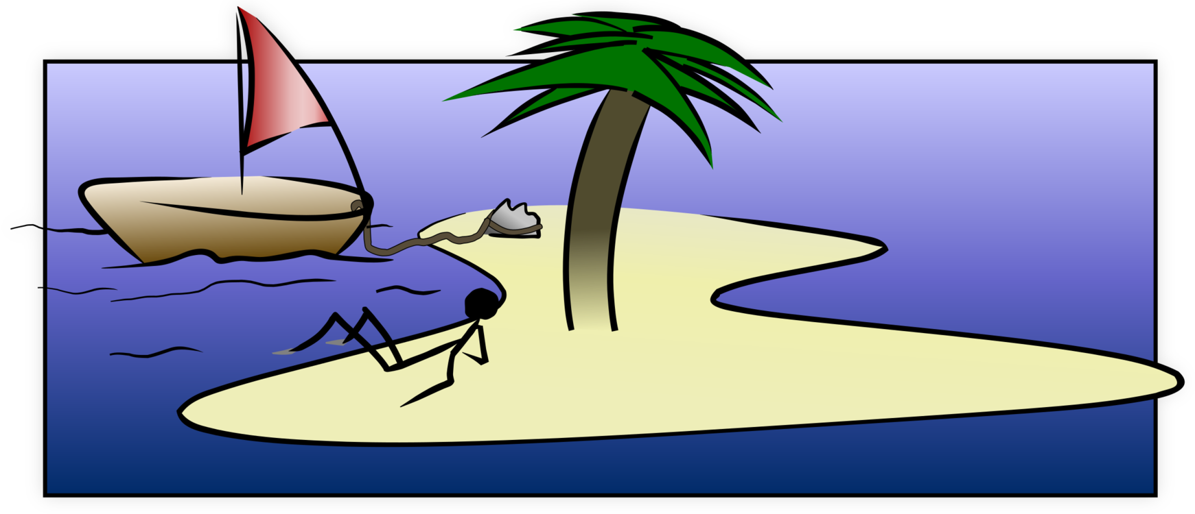 Desert Island Stick-figure - Island Clip Art - Png Download (600x600), Png Download