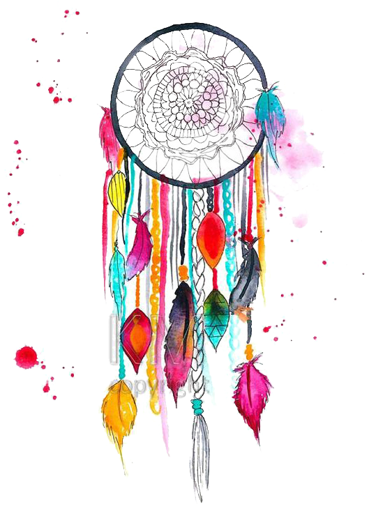 Colored Drawing Dreamcatcher - Dream Catcher Drawing Colour Clipart (564x752), Png Download