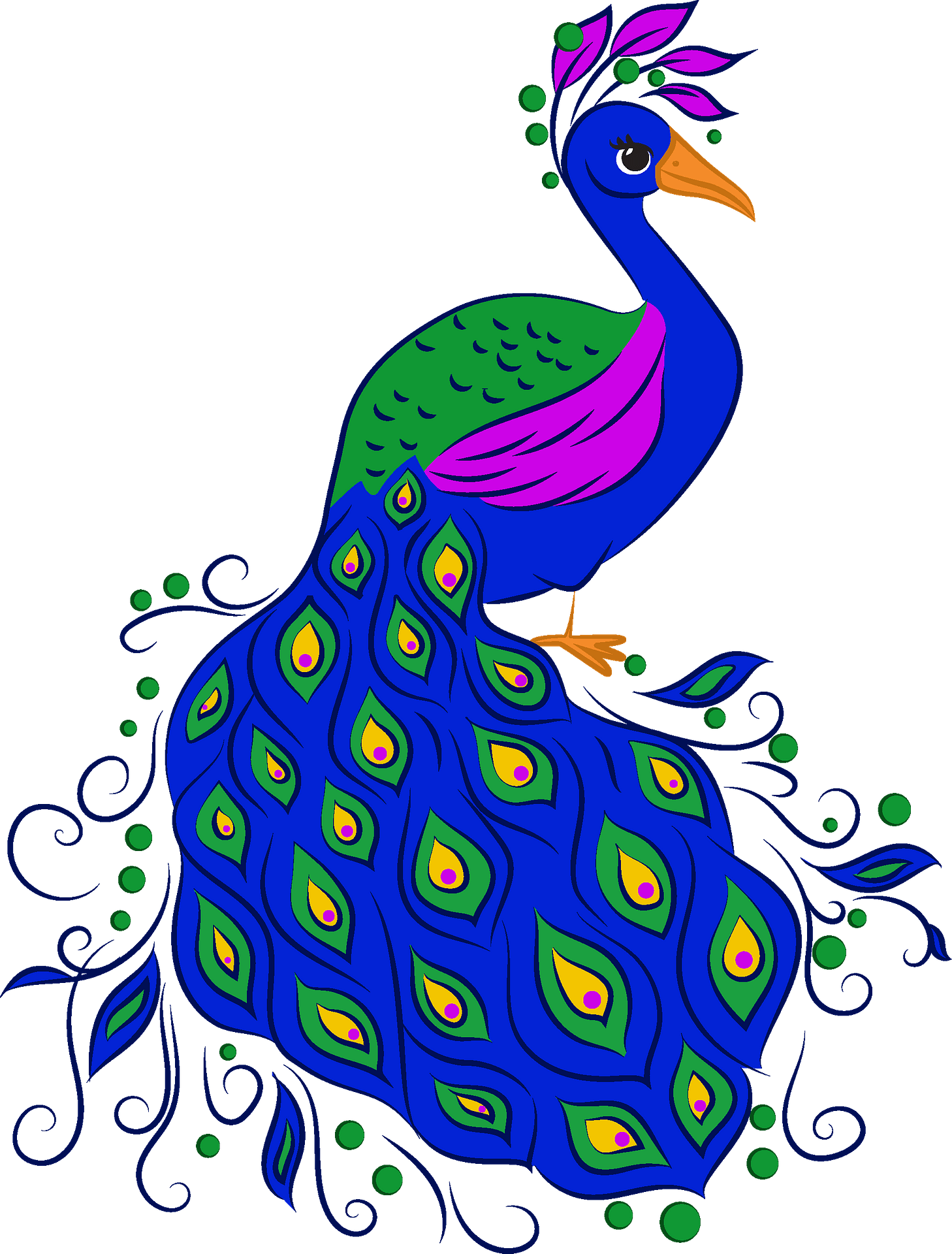 Peafowl Clipart (1458x1920), Png Download