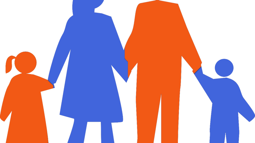 Families Belong Together Rally - Cartoon Family Silhouette Clipart (847x477), Png Download