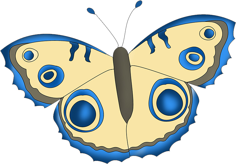 Blue And Beige Butterfly Drawing - Aglais Io Clipart (787x535), Png Download
