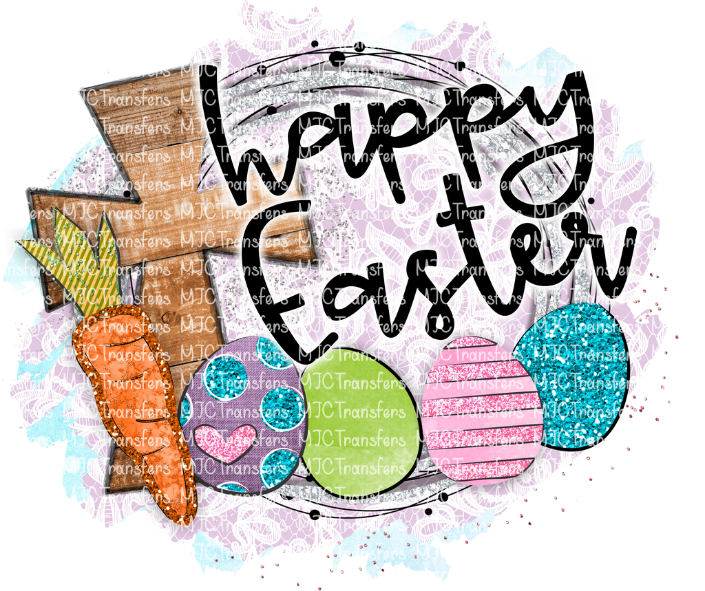 Happy Easter With Cross - Illustration Clipart (1024x859), Png Download