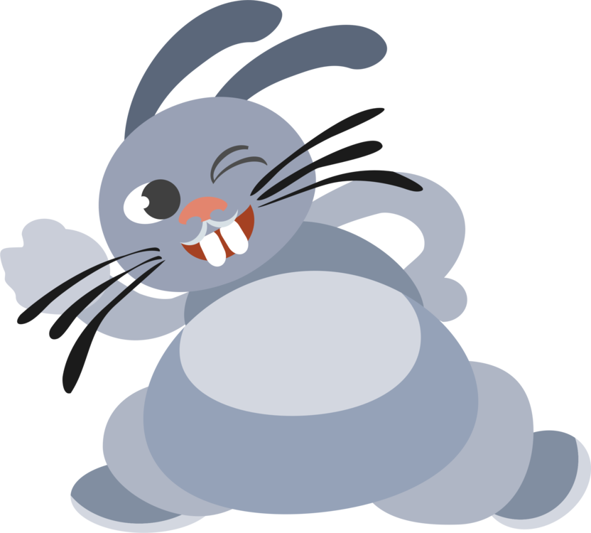 Art,vertebrate,cartoon - Winking Bunny Clipart (832x750), Png Download