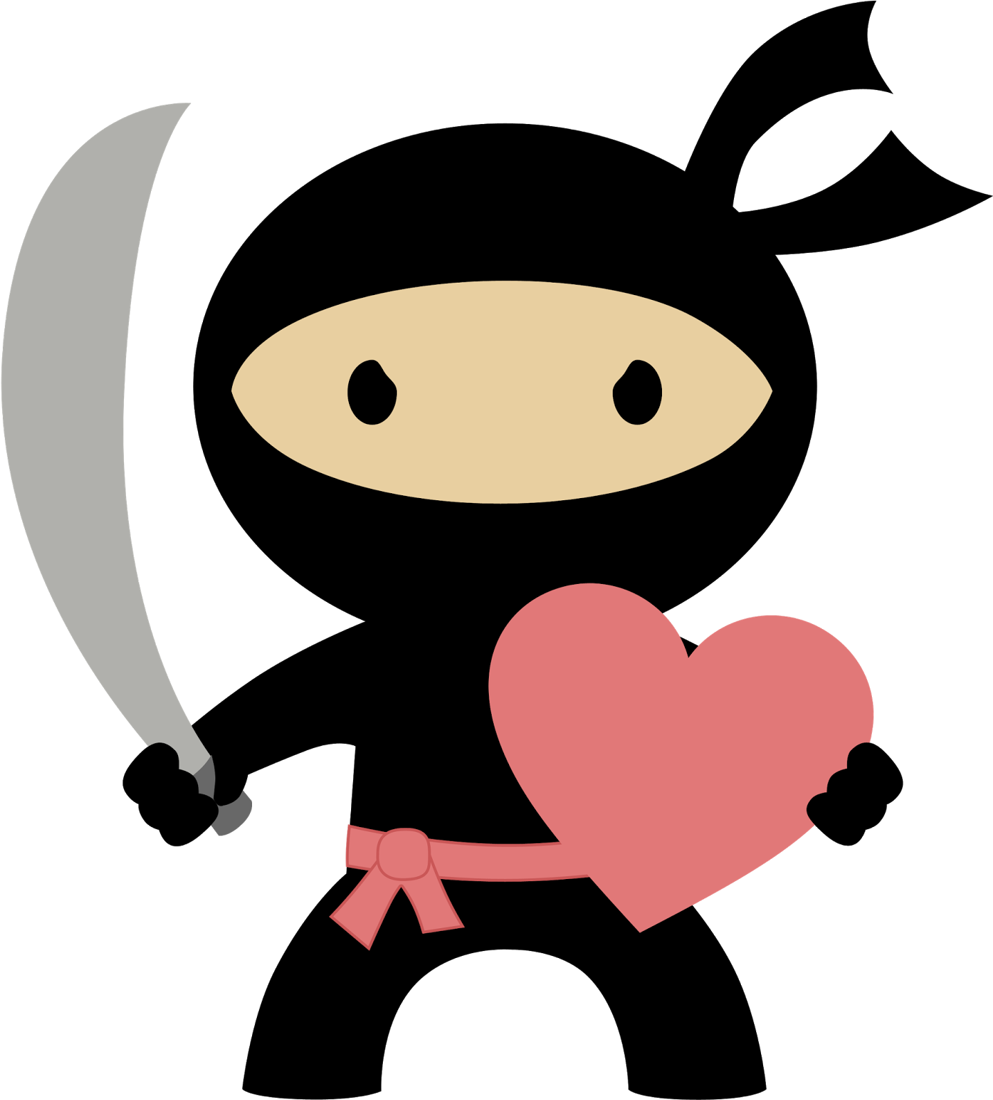 Ninja In Love Clipart - Ninja Clipart Transparent Background - Png Download (1455x1600), Png Download