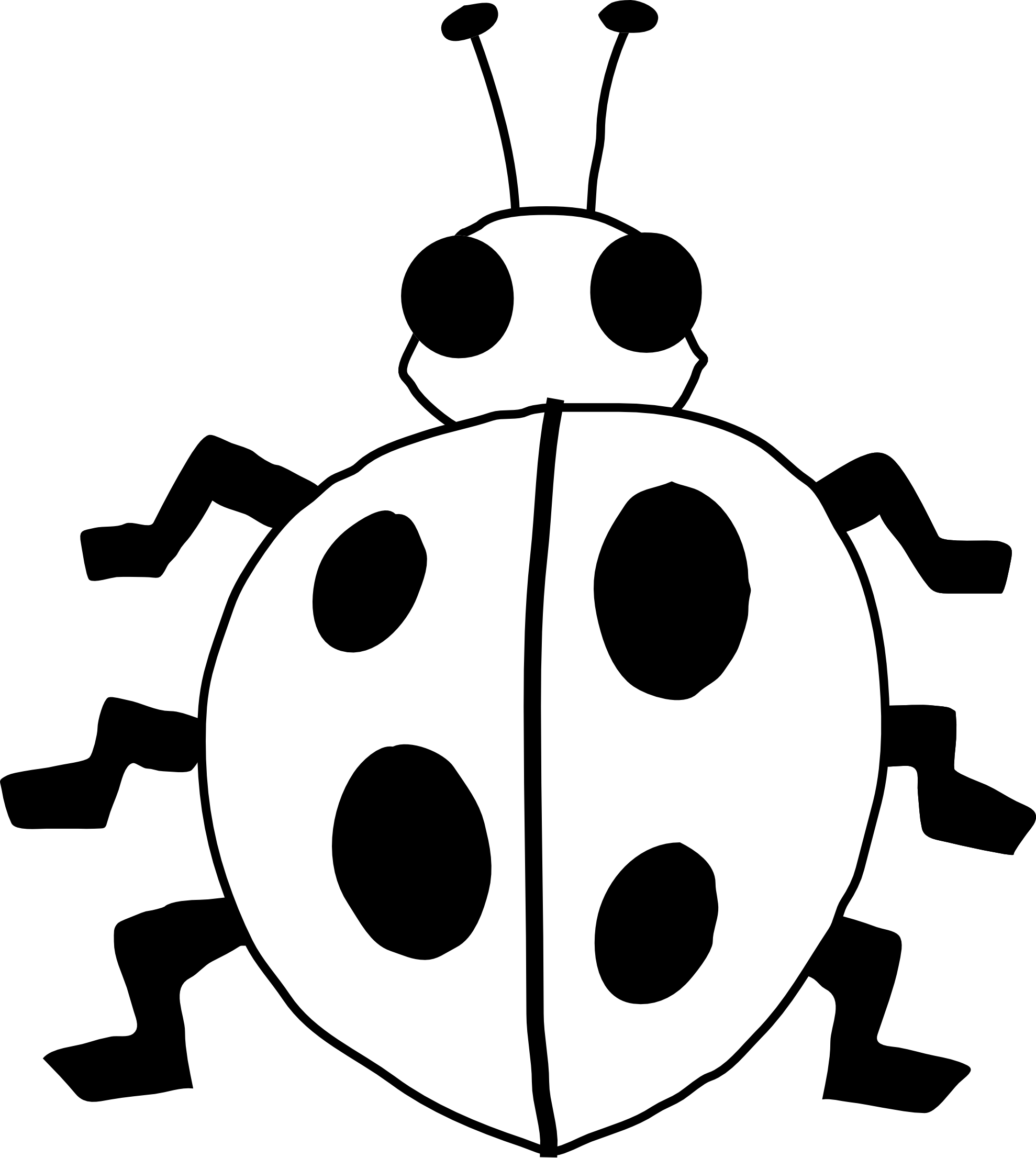 Transparent Ladybug Clip Art - Ladybug Black And White Clipart - Png Download (1979x2212), Png Download