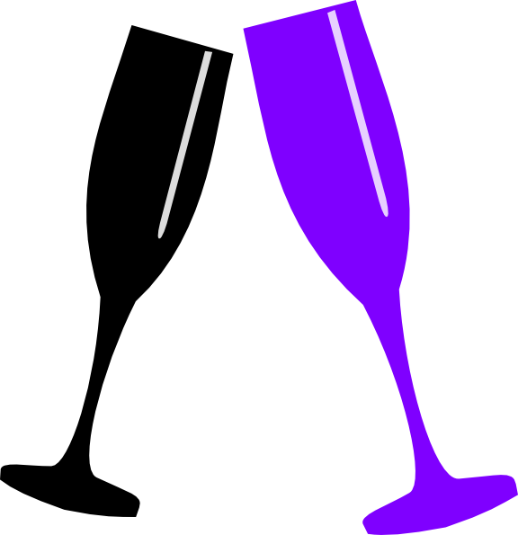 Transparent Empty Wine Glass Clipart - Black And White Champagne Glasses - Png Download (576x595), Png Download