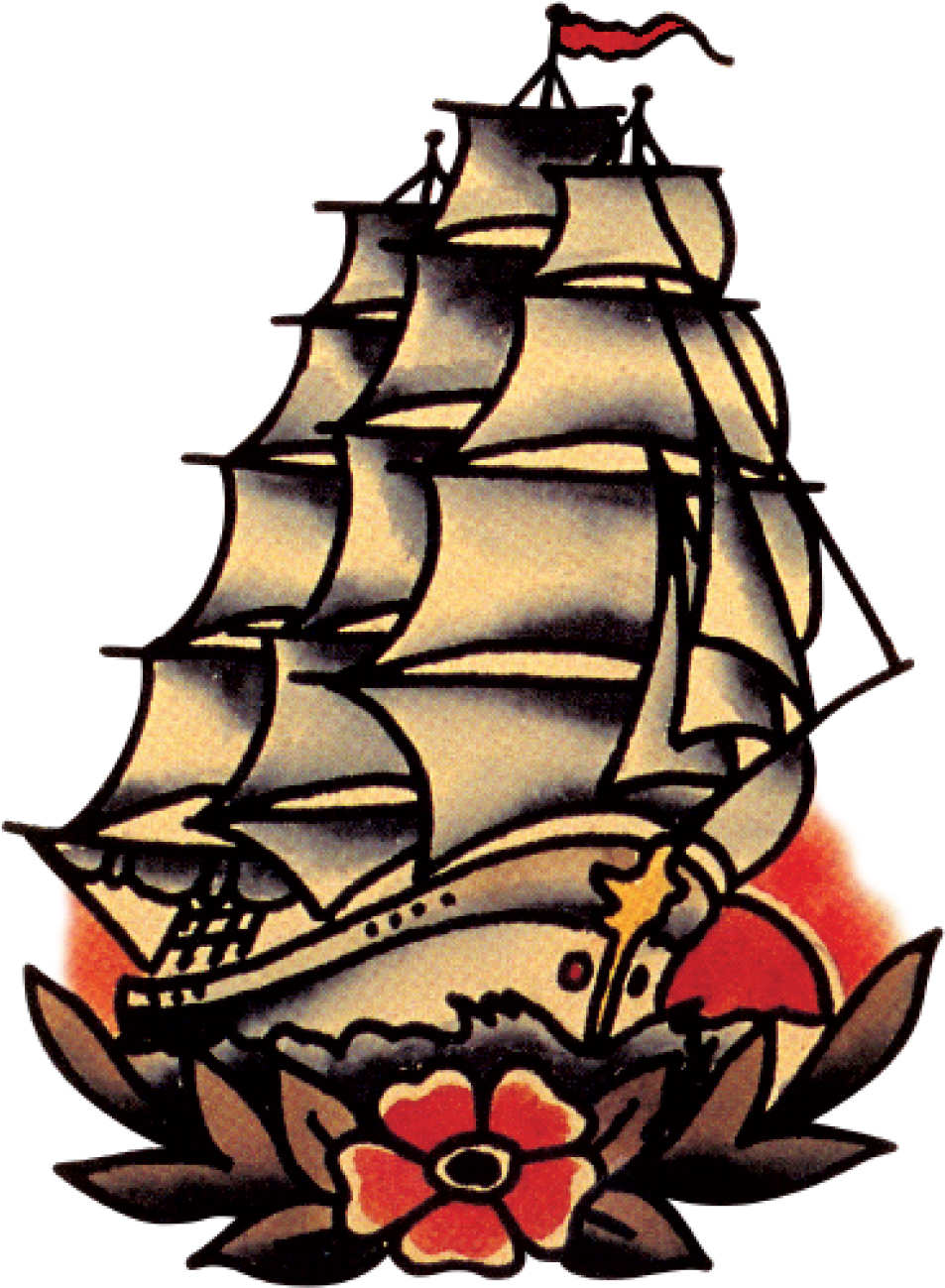 Old School Boat Tattoo Clipart (1680x1409), Png Download