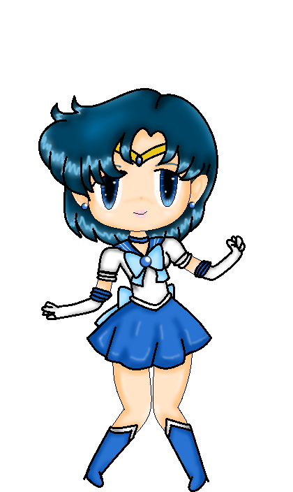 Sailor Mercury Chibi - Sailor Moon Characters Chibi Mercury Clipart (520x768), Png Download