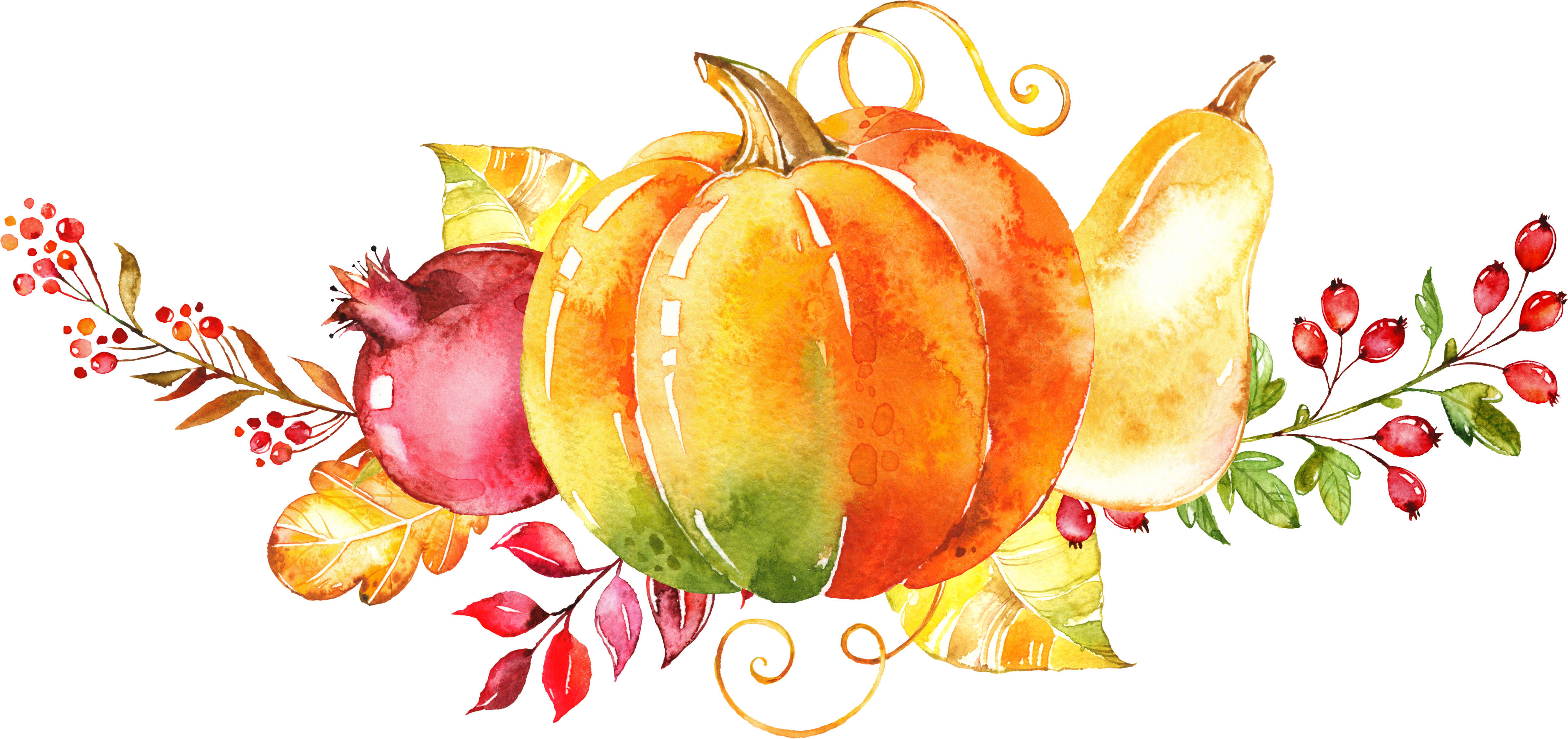 Paint Clipart Nature Painting - Fall Watercolor Clipart - Png Download (3754x1770), Png Download