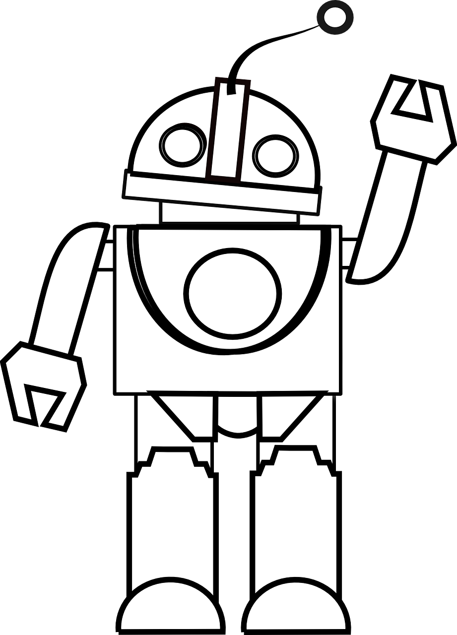 Toy Robot Black And White Clipart (500x694), Png Download