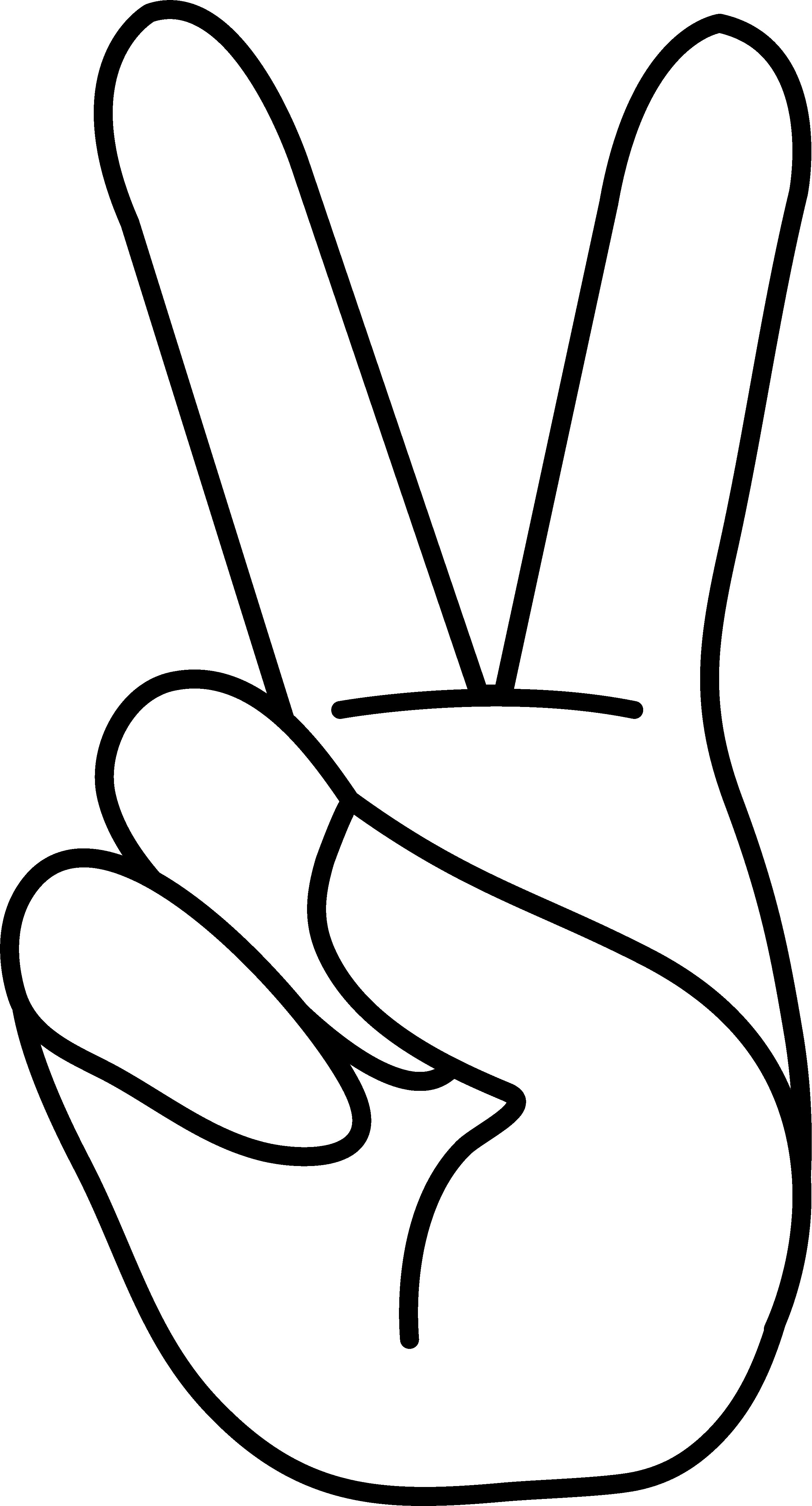 Hand Sign Line Art Scan Cut Patterns - Clip Art Peace Sign Hand - Png Download (2650x4908), Png Download