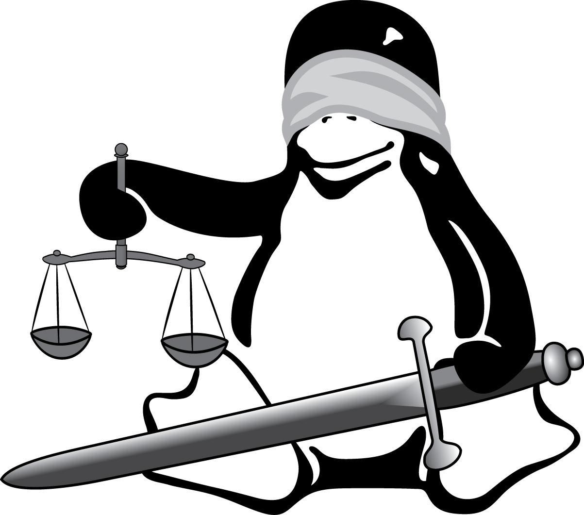 Linuxlawyer - Tux - - Linux Tux Black White Clipart (1203x1061), Png Download