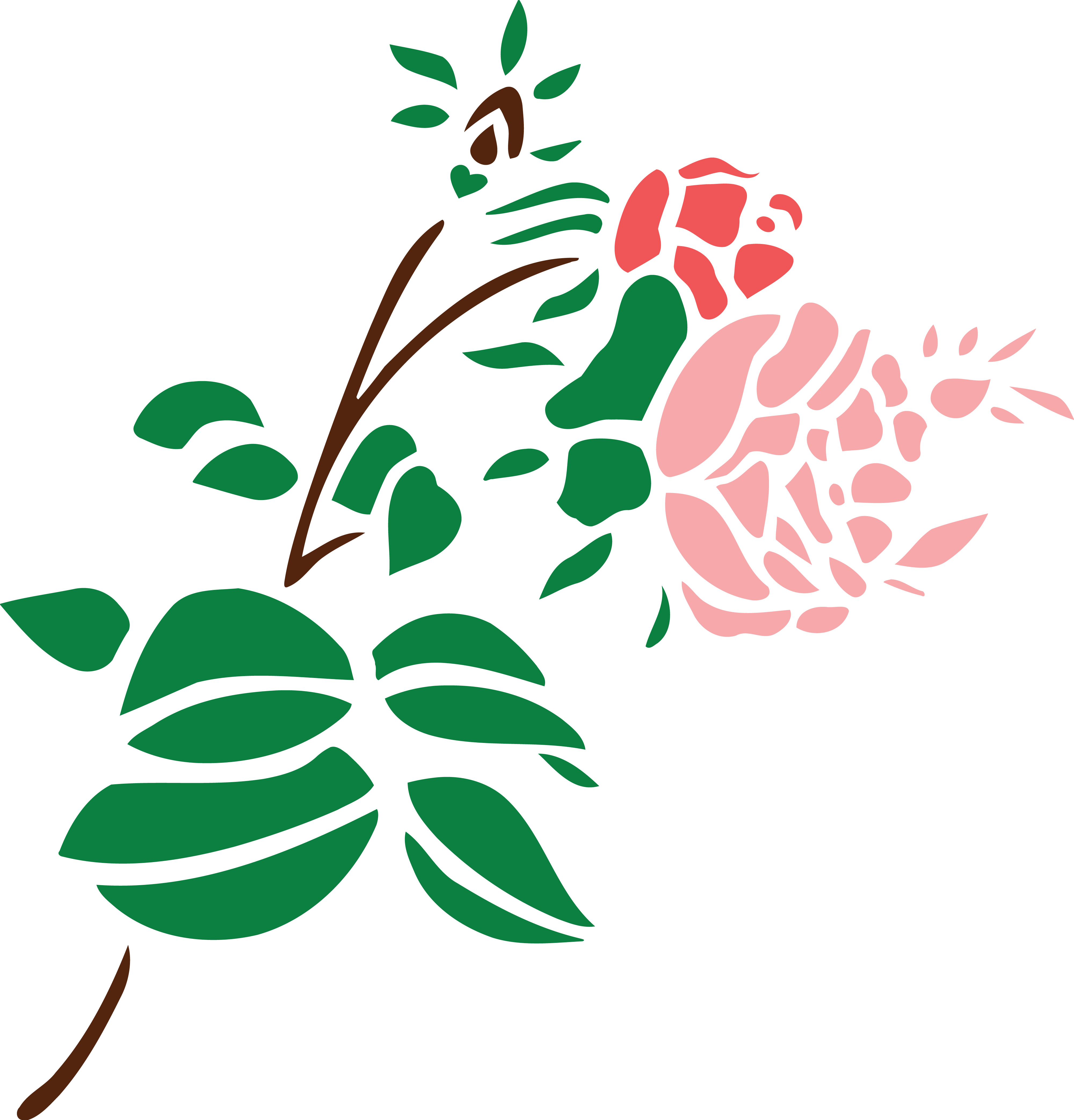 Free Clipart Of A Stem Of Roses - Rose Black And White Flowers Clipart - Png Download (4000x4173), Png Download