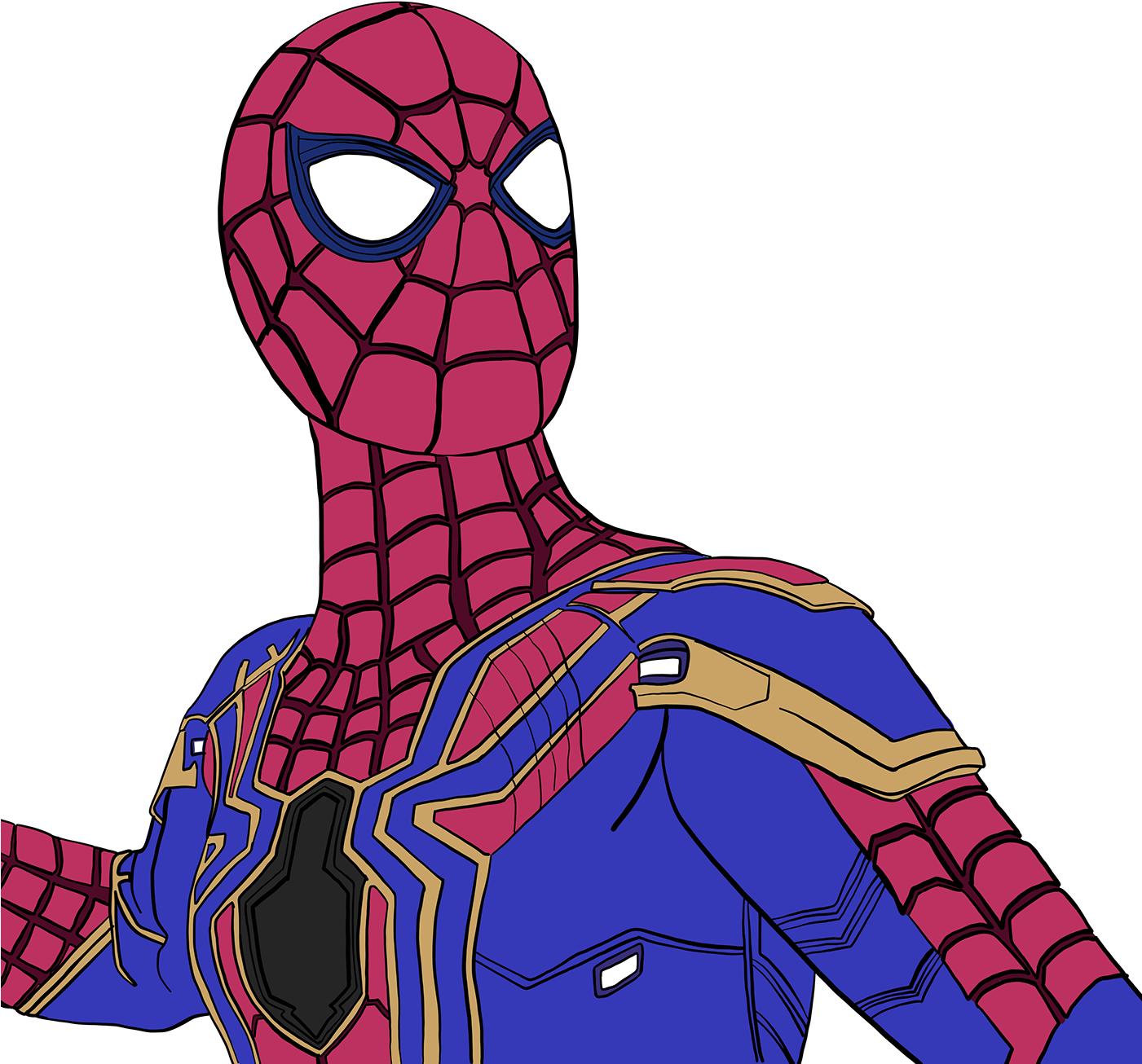 Iron Spiderman Clipart Superheroes - Iron Iron Spider Man Drawing - Png Download (1400x1400), Png Download