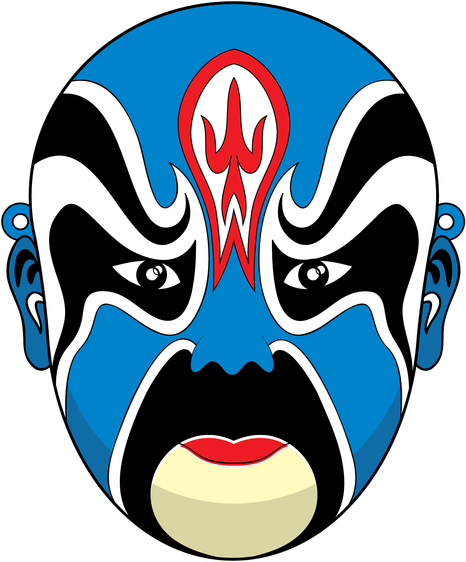 Chinese Opera Mask Blue Clipart (1554x1920), Png Download
