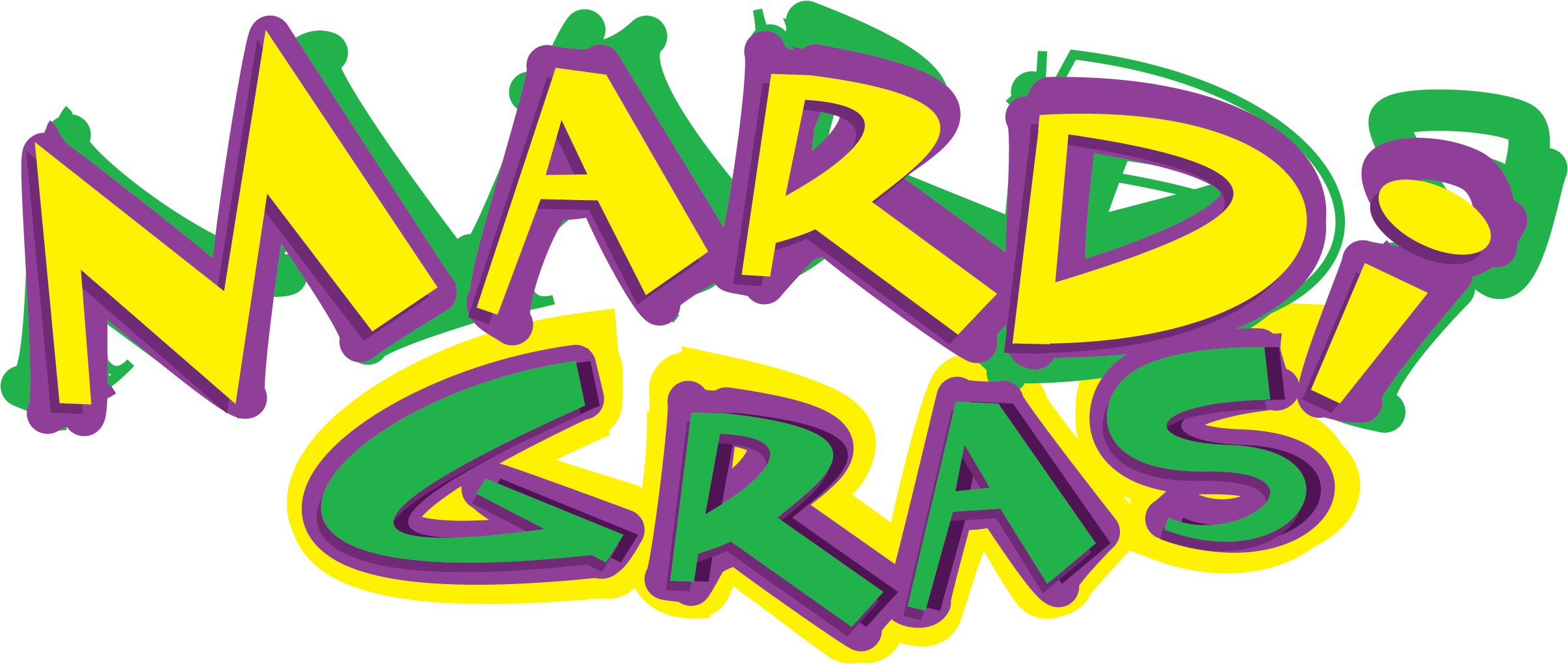 Mardi Gras Yellow And Green Clip Art , Png Download Transparent Png (2411x1022), Png Download
