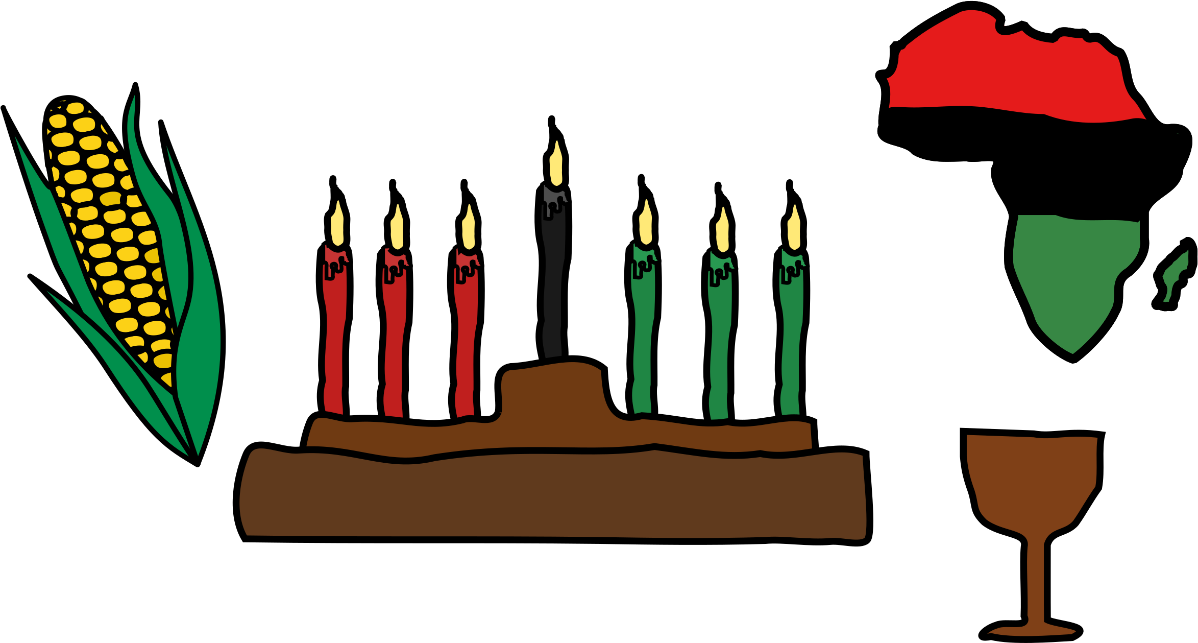 Corn Clipart Kwanzaa - Kwanzaa Symbols Transparent - Png Download (2400x1299), Png Download