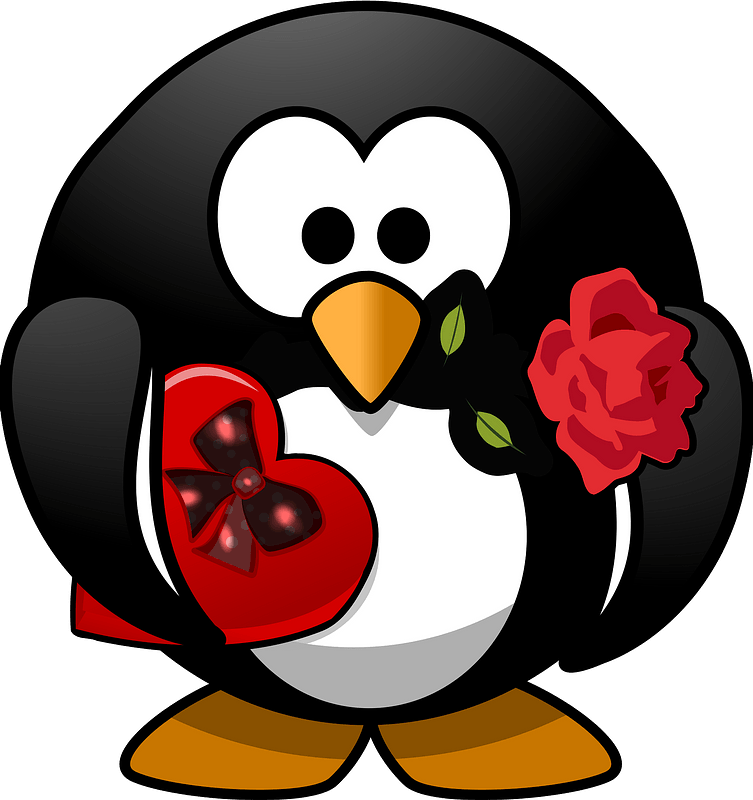 Valentine Penguin Clipart - Kids Valentine Png Hd Transparent Png (753x800), Png Download