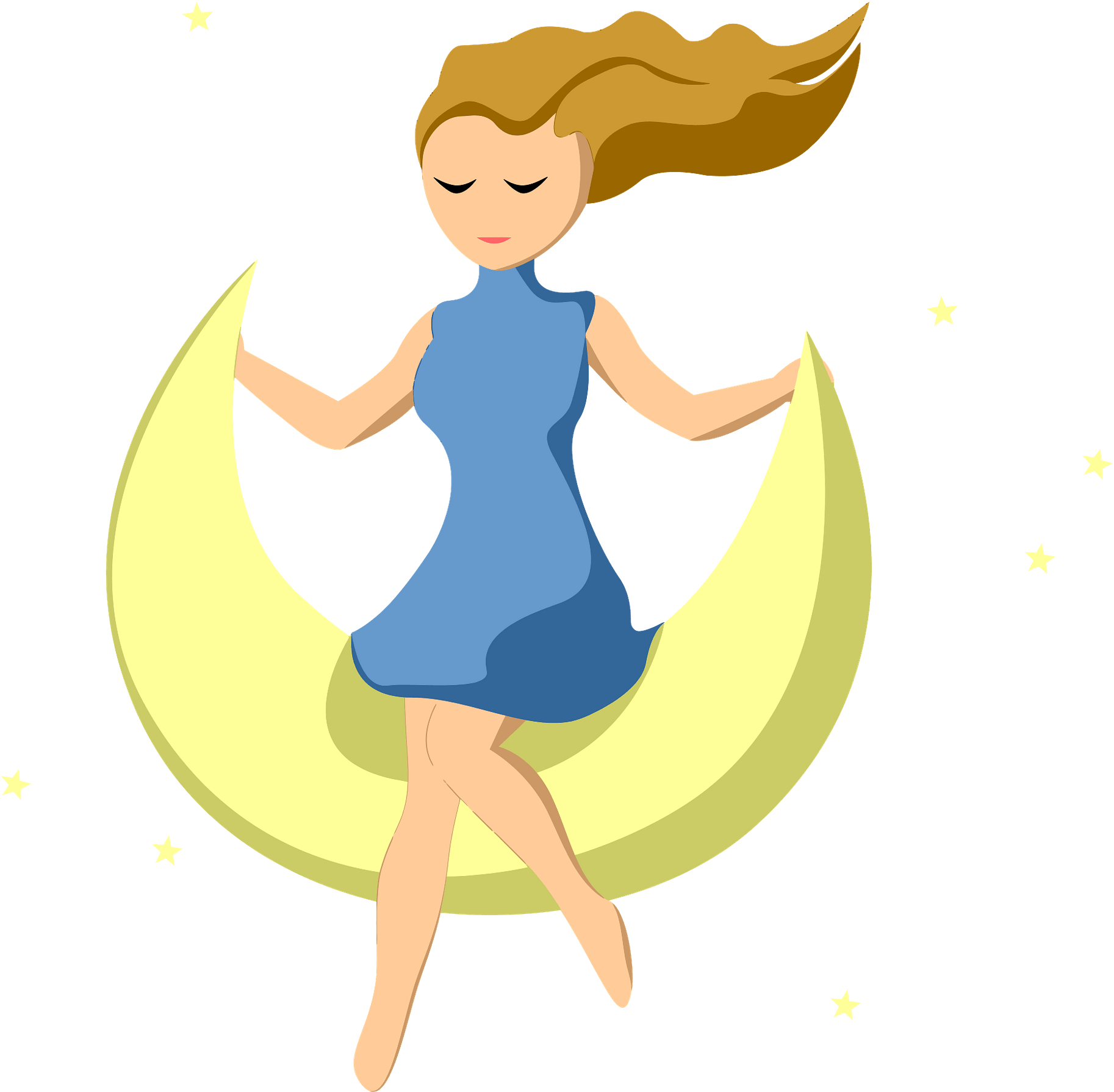 Girl On Crescent Moon Clipart - Girl Moon Clipart - Png Download (800x785), Png Download