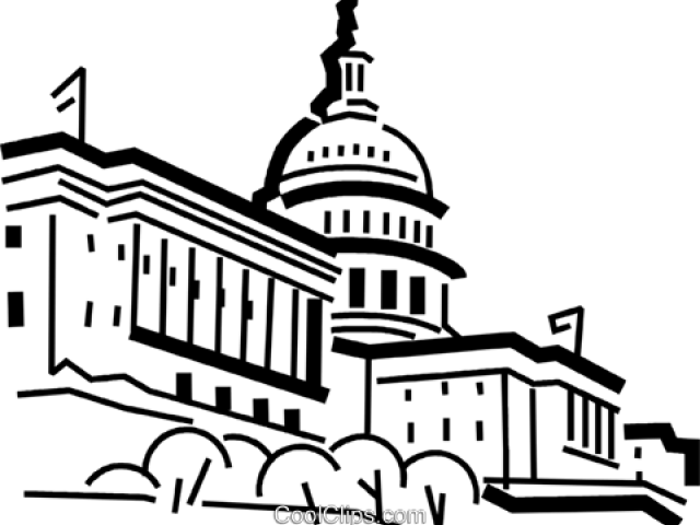 Capitol Building Clip Art , Png Download - Washington Dc Line Art Transparent Png (640x480), Png Download