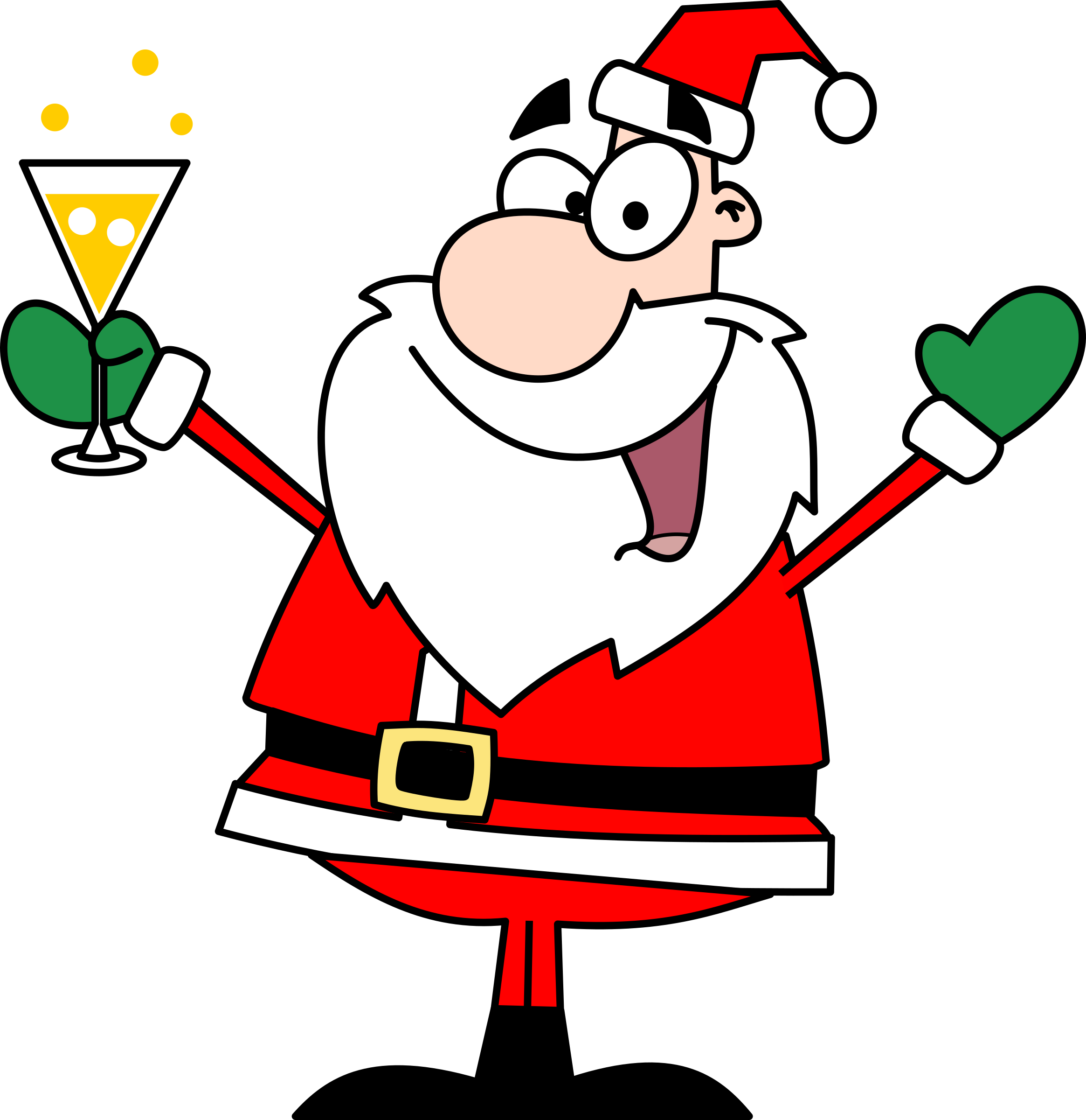 Santa Christmas Tree Cartoon Clipart (2329x2400), Png Download