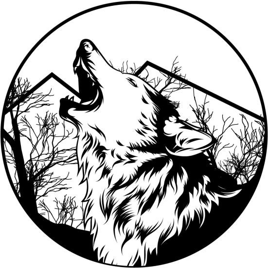 Vector Illustration Angry Png - Black And White Vector Wolf Clipart (640x640), Png Download