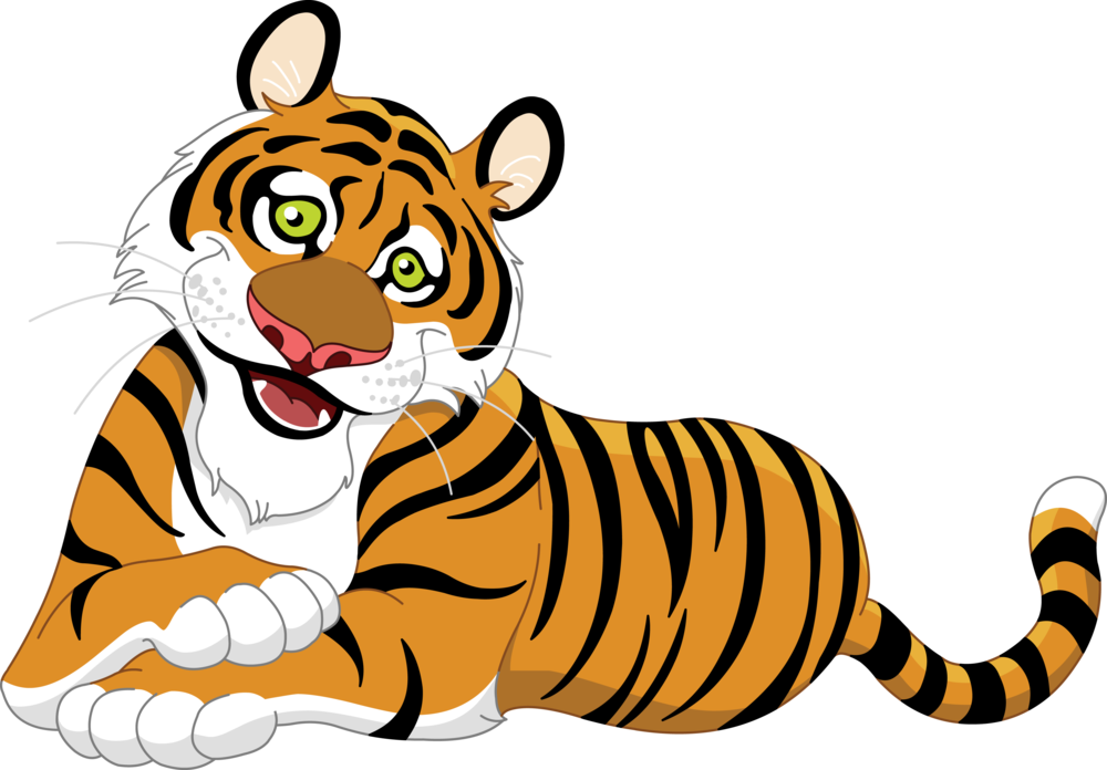 Cute Clipart Tiger - Tiger Clipart Transparent Background - Png Download (1000x696), Png Download