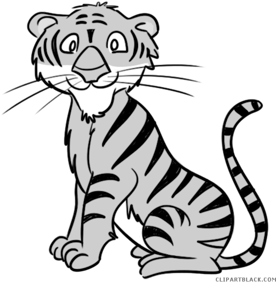 Bengal Tiger Animal Free Black White Clipart Images - Clip Art Tiger Black And White - Png Download (564x575), Png Download