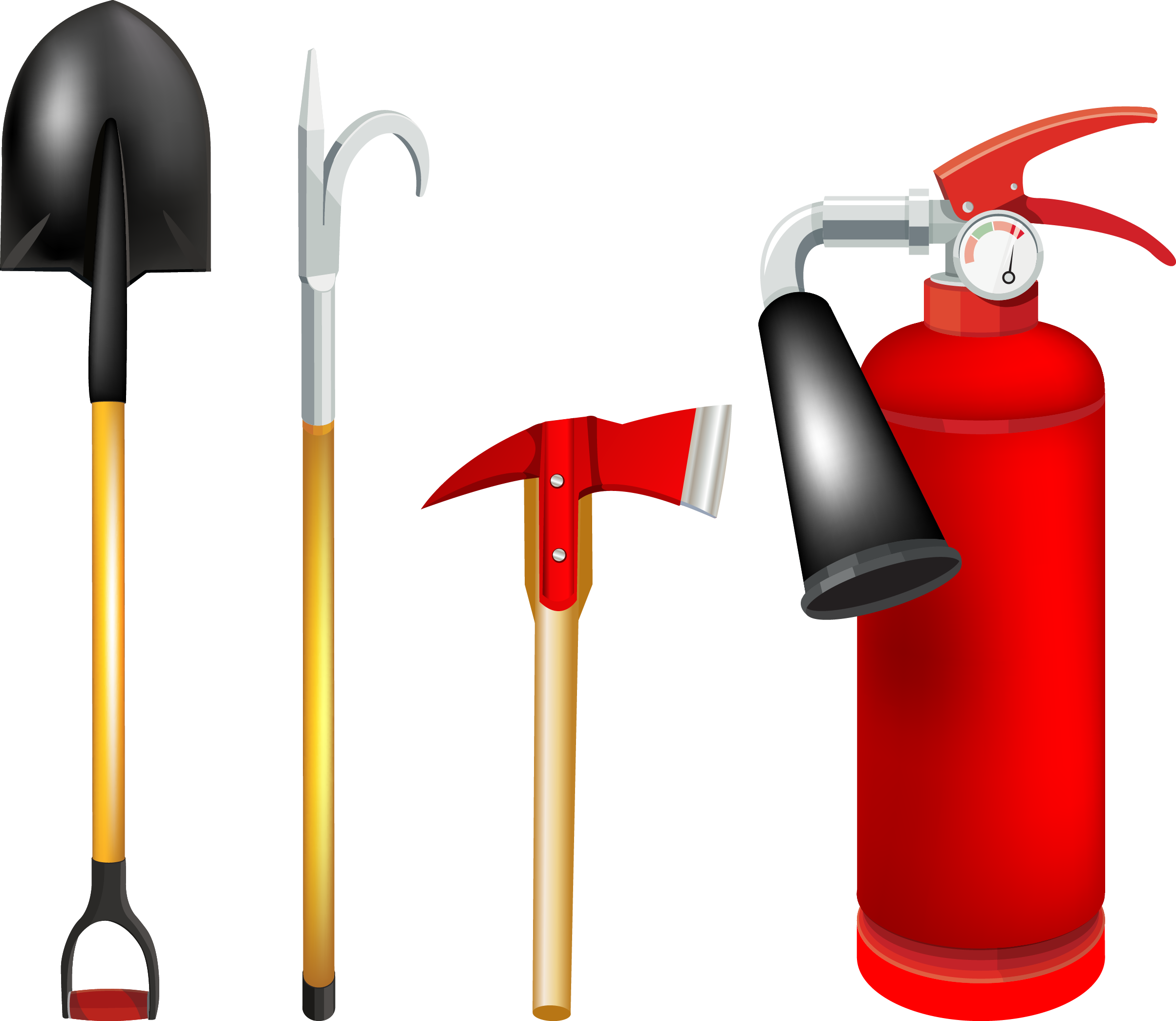 Firefighter Clipart Fire Extinguisher - Firefighter Tools Clipart - Png Download (2407x2090), Png Download