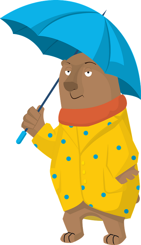 Bear With Umbrella Clipart - Cartoon - Png Download (461x800), Png Download